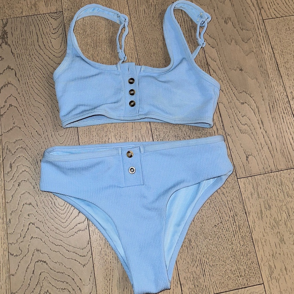Baby Blue Bikini w/ Buttons - Fashion Nova